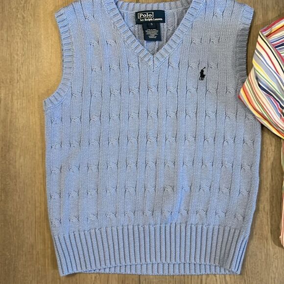 ((2 PIECE)) BOYS POLO RALPH LAUREN SWEATER VEST AND BUTTON DOWN SIZE 4/5 - Picture 2 of 7